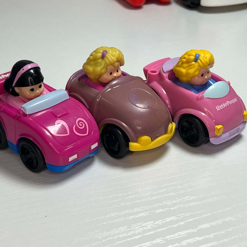 Lot of 3 Fisher-Price Little People Wheelies Girls Racers